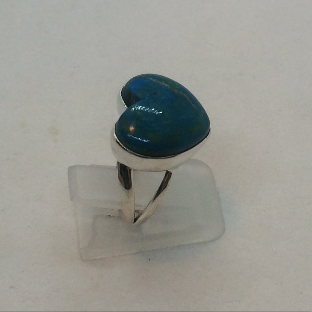 🌀PERUVIAN BLUE OPAL HEART SHAPED RING SIZE 6 - Picture 3 of 5